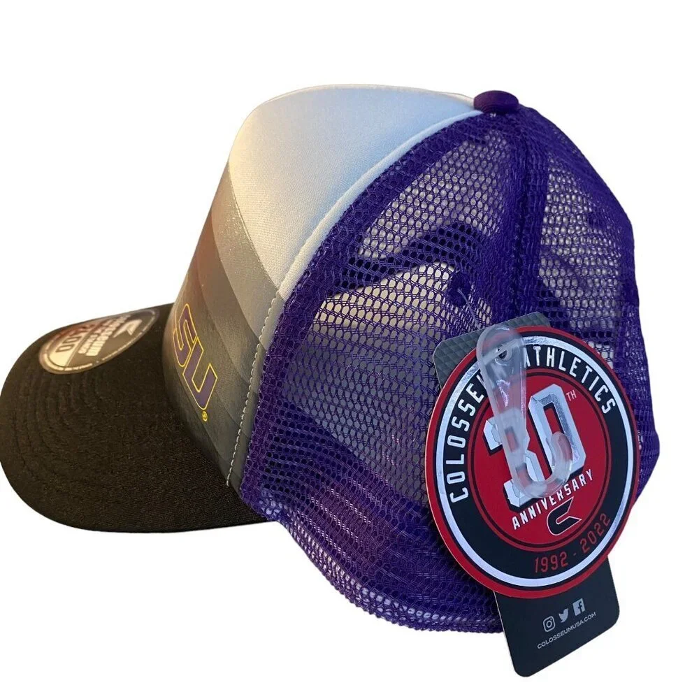 LSU NEW Snapback Trucker Hat Colosseum Athletics Collegiate License Black Purple
